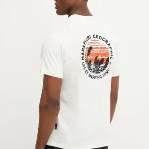 T Shirt bianca stampata sulle spalle - Napapijri