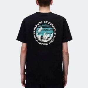 T Shirt nero stampata sulle spalle - Napapijri