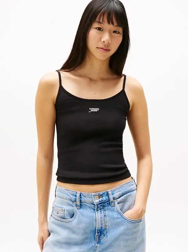 Canotta nera costine piccole - Tommy Hilfiger