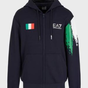 Felpa zip blu/tricolore - Armani