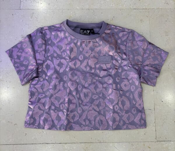 T shirt bambina Violetto stampa metallizzata - Armani