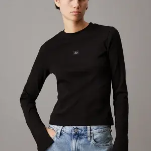 T shirt manica lunga micro costine nera - Calvin Klein