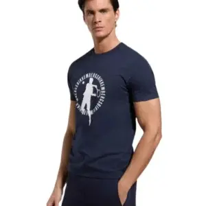 T shirt uomo stampa grande blu - Bikkembergs