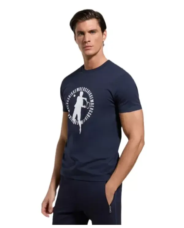 T shirt uomo stampa grande blu - Bikkembergs