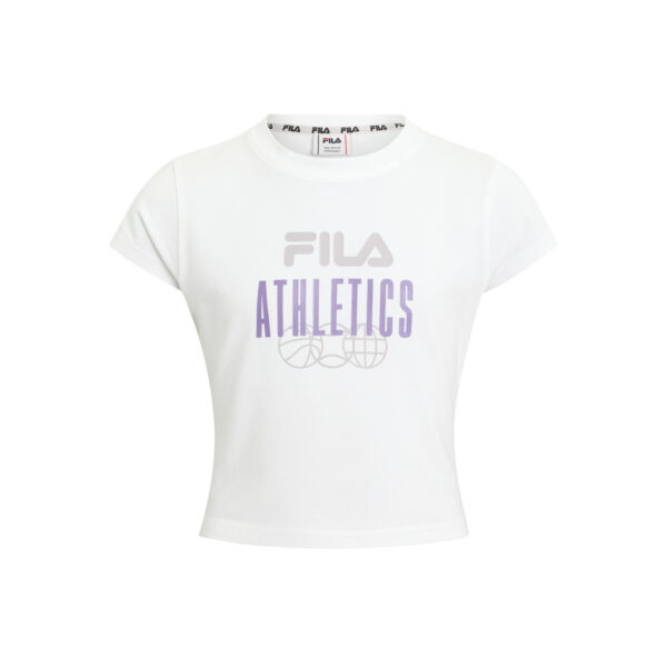 T shirt bianca stampa lilla - Fila