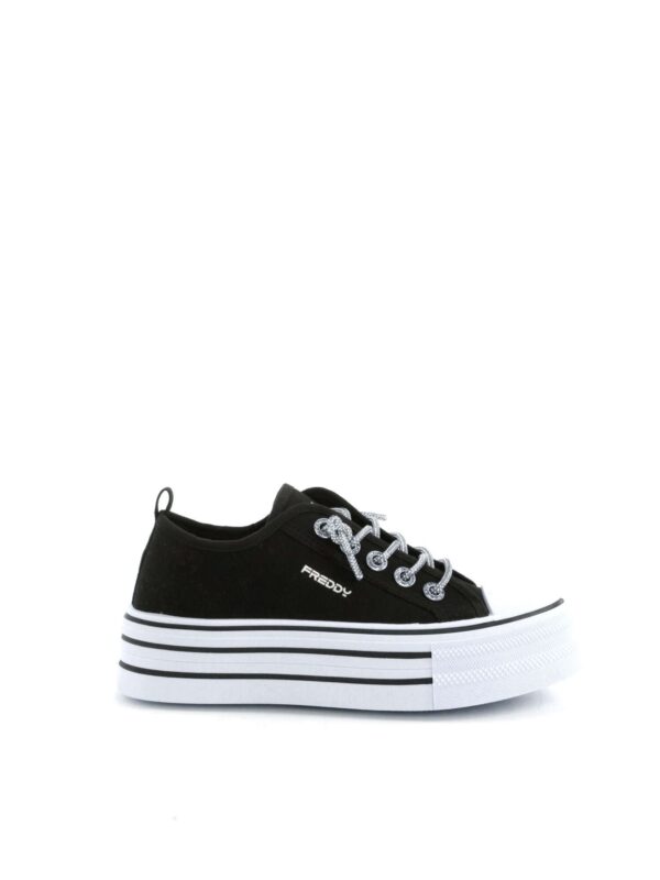 Freddy Scarpe in tela Platform Nere lacci Glitter - Freddy