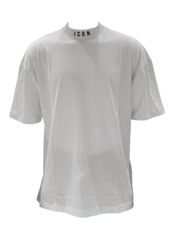 T shirt bianca girocollo logato - Icon