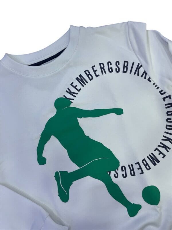 Felpa girocollo bianca stampa verde - Bikkembergs