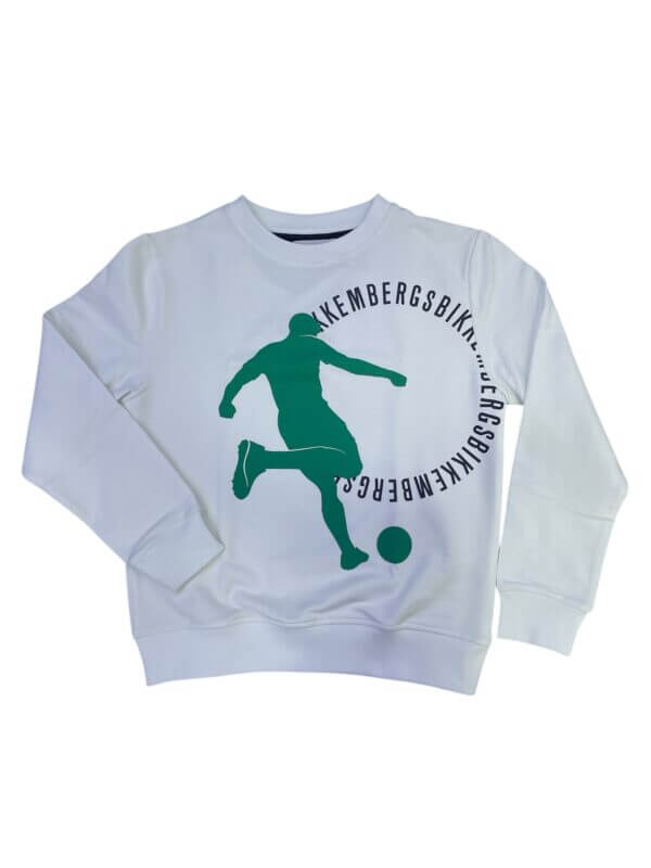 Felpa girocollo bianca stampa verde - Bikkembergs - immagine 2