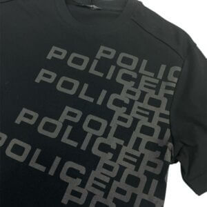 T shirt nera Logo in tinta ripetuto - Police