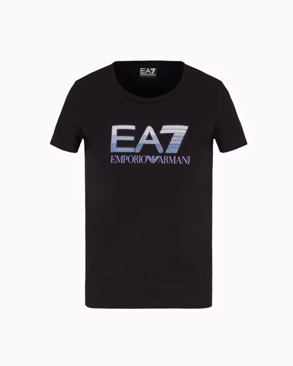 T shirt nera logo paillets - Emporio Armani EA7 - immagine 2