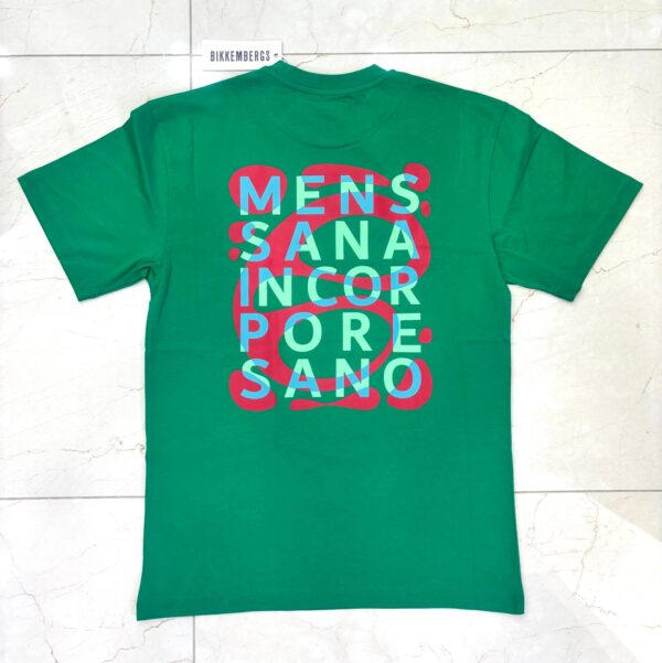 T shirt verde stampa grafica spalle - Bikkembergs