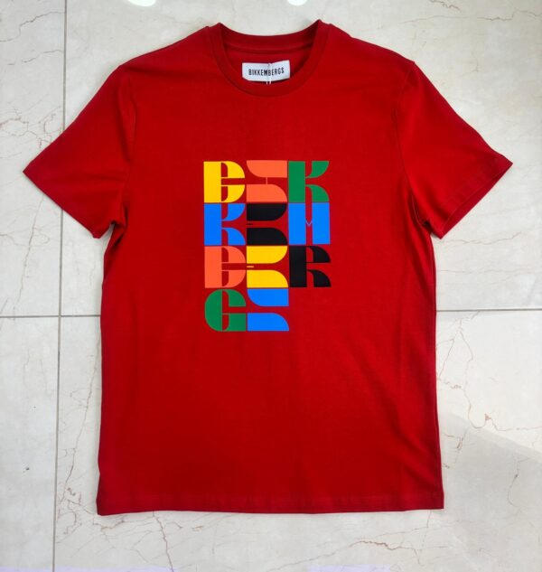 T shirt rossa stampa grafica - Bikkembergs